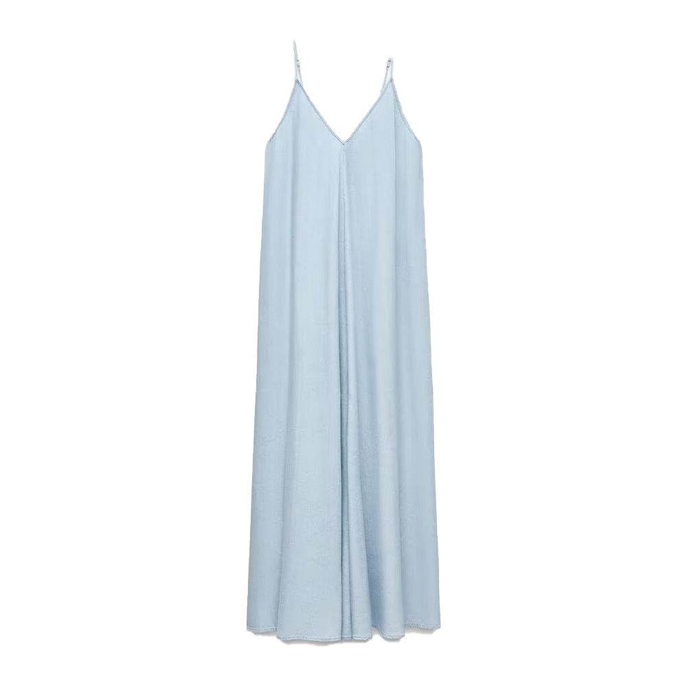 Elegant Women’s Summer Maxi Dress Casual Spaghetti Straps Solid V-Neck Cami Backless Dresses - EX-STOCK Canada