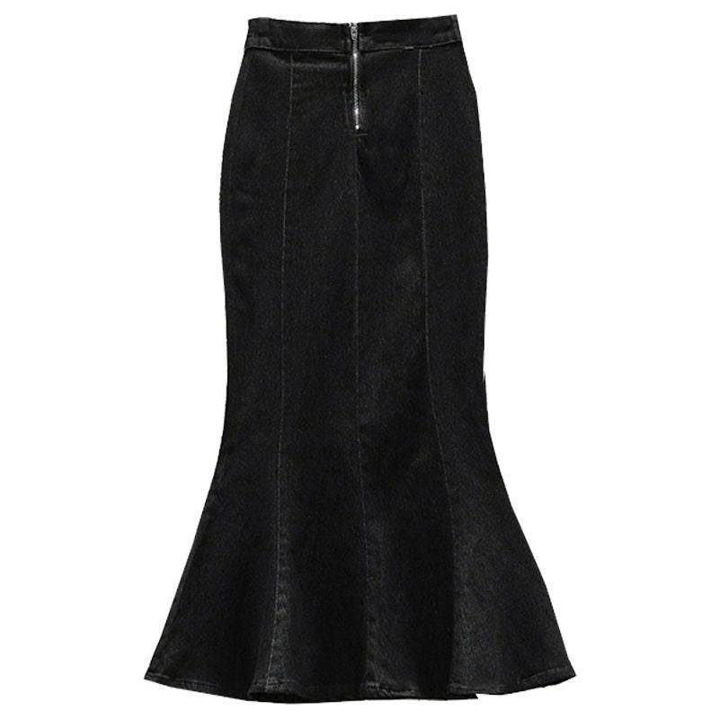 High Waisted Fish tail Mermaid Denim Midi Skirt - EX-STOCK Canada