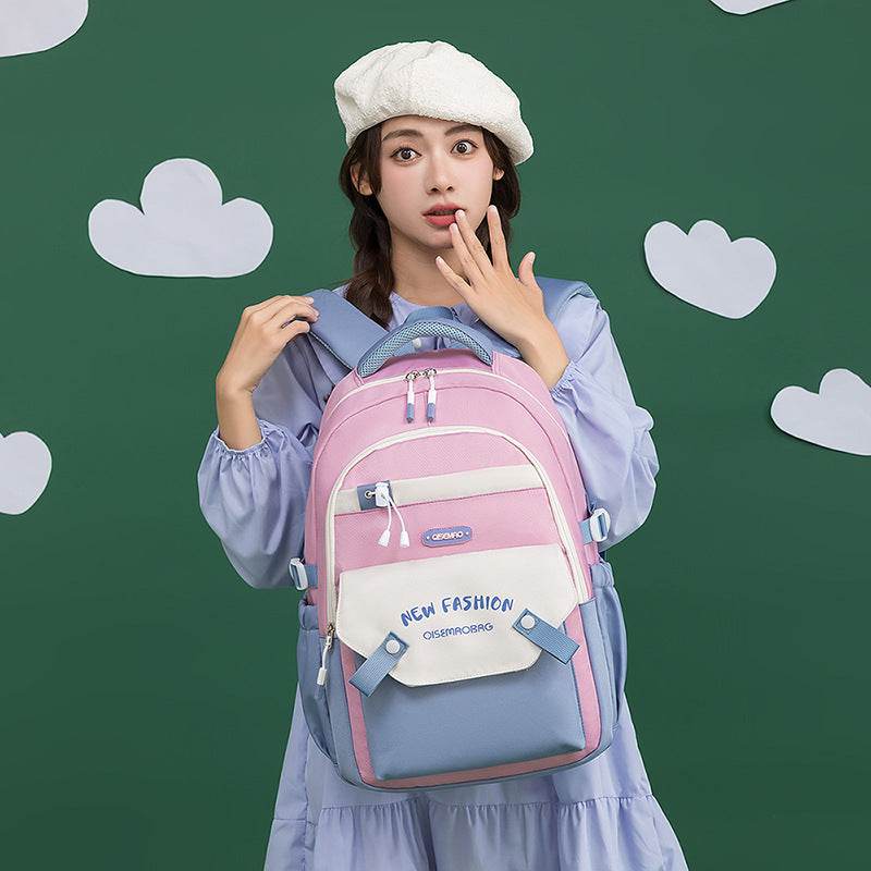 Colorful Contrast Schoolbag – Trendy Backpack for Students - EX-STOCK Canada