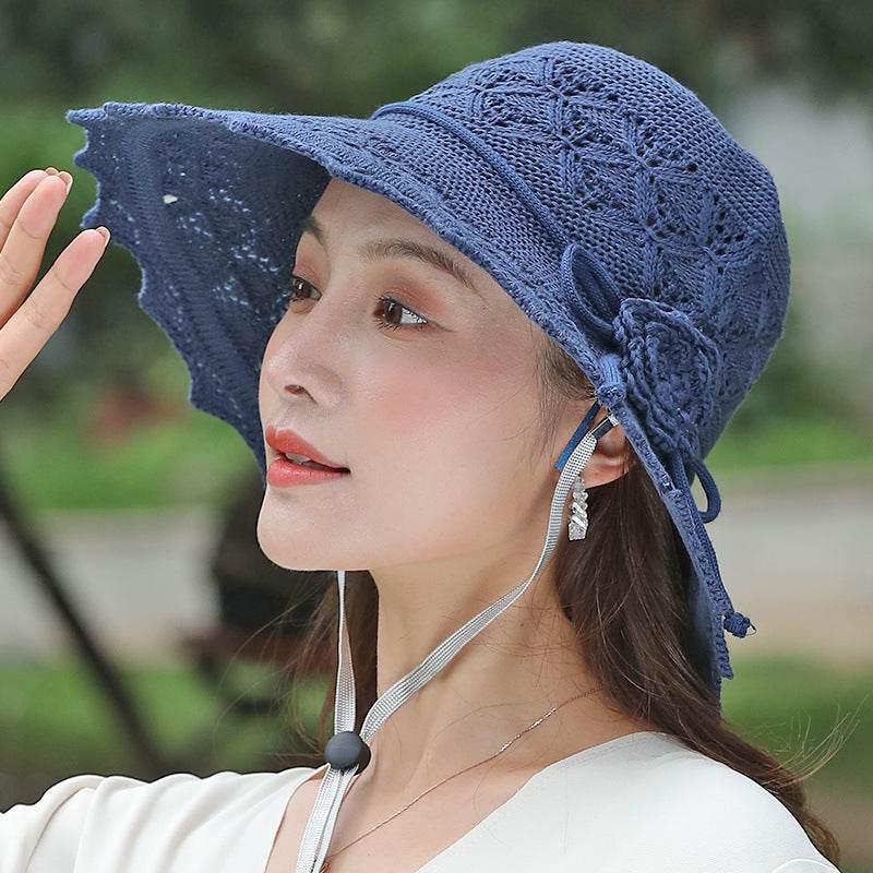 New Summer Outdoor Sunshade UV Protection Wide Brim Crotchet Sun Hat with neck flap for women - EX-STOCK Canada