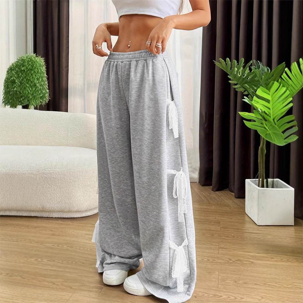 Fashion Bow lace up Oversized Baggy Sweat Pant women - EX-STOCK Canada