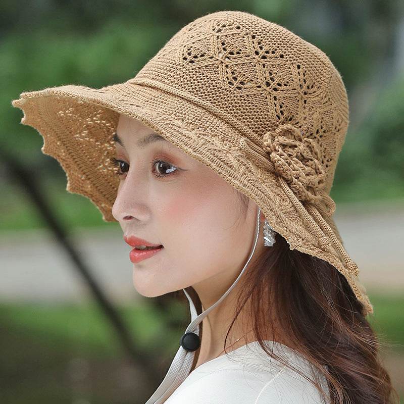 New Summer Outdoor Sunshade UV Protection Wide Brim Crotchet Sun Hat with neck flap for women - EX-STOCK Canada