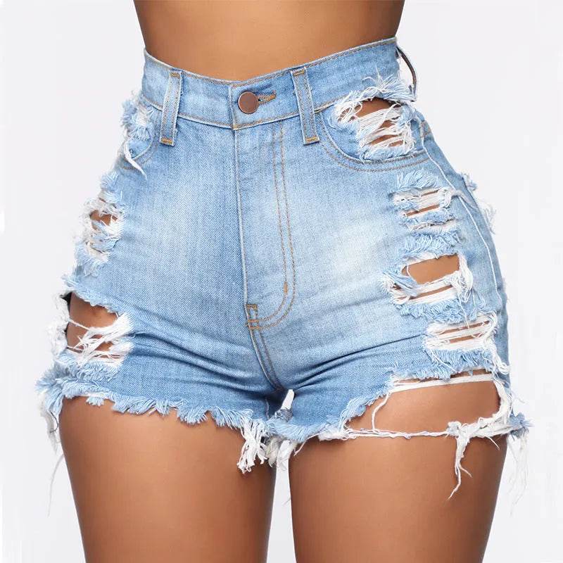 High Elastic Ripped Jeans Denim Shorts For Women - EX-STOCK Canada