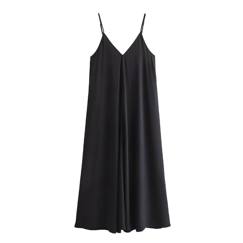 Elegant Women’s Summer Maxi Dress Casual Spaghetti Straps Solid V-Neck Cami Backless Dresses - EX-STOCK Canada