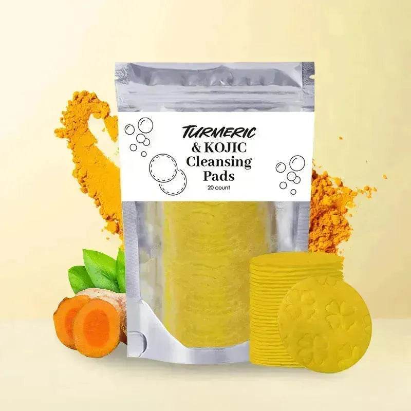 Turmeric and Kojic Exfoliating Cleansing Pads Compressed Facial Sponges Skin Exfoliator For Face Clogged Pores Excess Oil Cleansing - EX-STOCK Canada