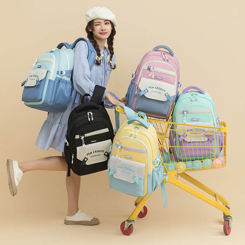 Colorful Contrast Schoolbag – Trendy Backpack for Students - EX-STOCK Canada