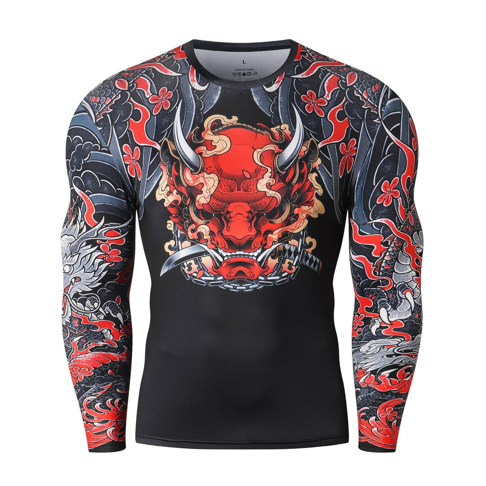 Printed Long Sleeve Fitness Top for Men Exercise Gym shirt - EX-STOCK Canada