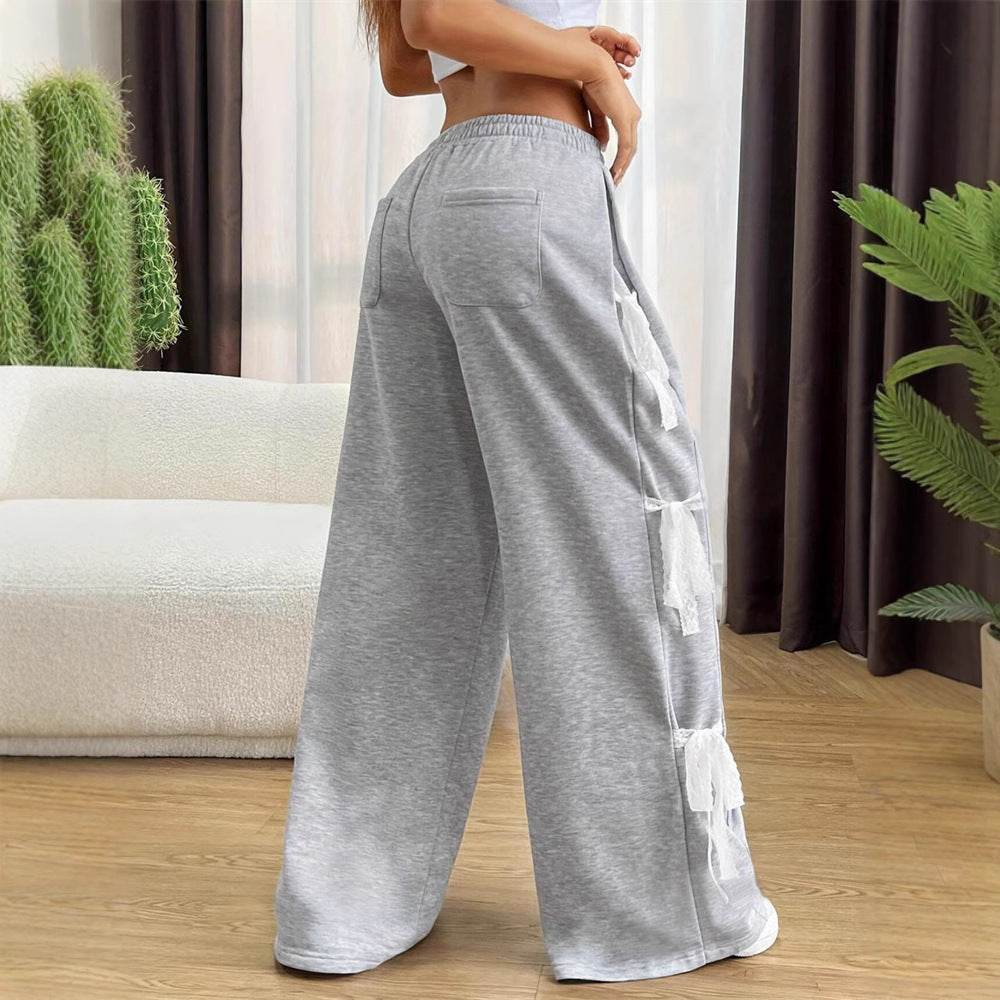 Fashion Bow lace up Oversized Baggy Sweat Pant women - EX-STOCK Canada