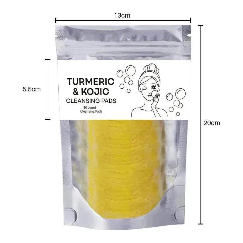 Turmeric and Kojic Exfoliating Cleansing Pads Compressed Facial Sponges Skin Exfoliator For Face Clogged Pores Excess Oil Cleansing - EX-STOCK Canada