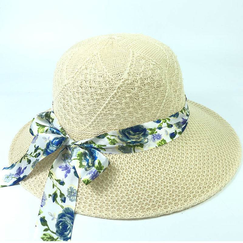 Summer Women's Wide Brim Bowknot All-Match woven Sun Hat - EX-STOCK Canada