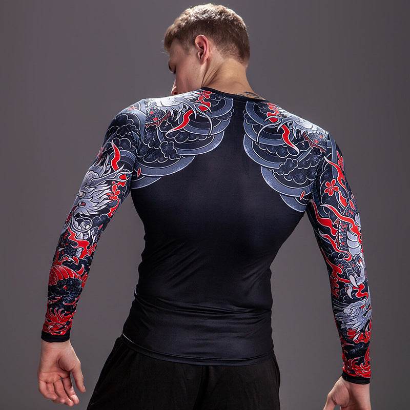 Printed Long Sleeve Fitness Top for Men Exercise Gym shirt - EX-STOCK Canada