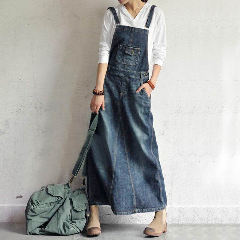 Casual All-match Mop Denim Suspender Dress - EX-STOCK Canada