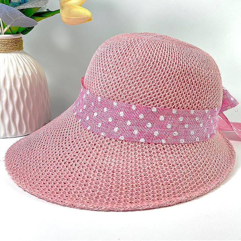 Summer Women's Wide Brim Bowknot All-Match woven Sun Hat - EX-STOCK Canada