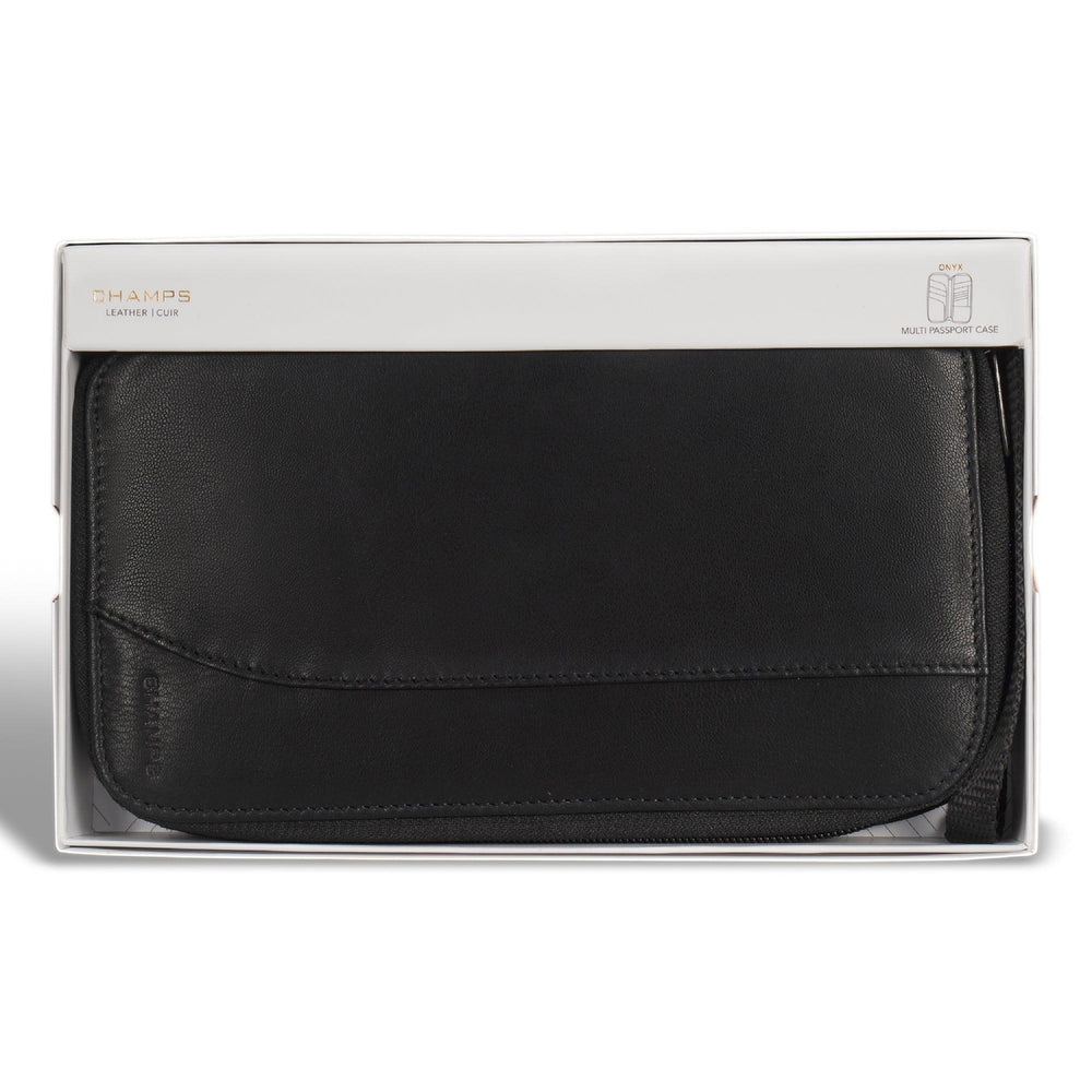Porte-passeport multiple en cuir / onyxEX-STOCK Canada