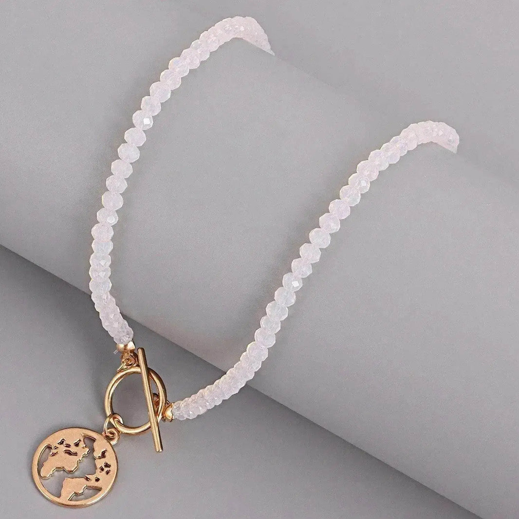 Collier Pendentif Carte du Monde en Forme d'Assiette OT Buckle pour Femmes - EX-STOCK Canada
