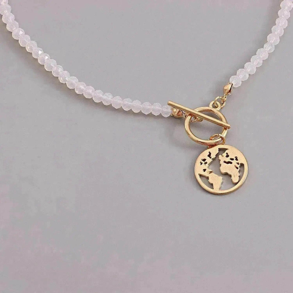 Collier Pendentif Carte du Monde en Forme d'Assiette OT Buckle pour Femmes - EX-STOCK Canada
