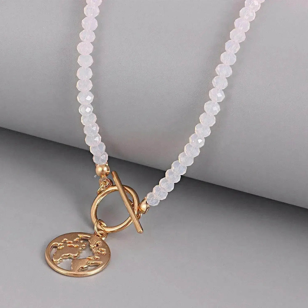 OT Buckle World Map Plate-shaped Pendant Necklace For Women - EX-STOCK Canada