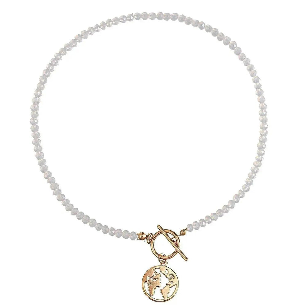 Collier Pendentif Carte du Monde en Forme d'Assiette OT Buckle pour Femmes - EX-STOCK Canada