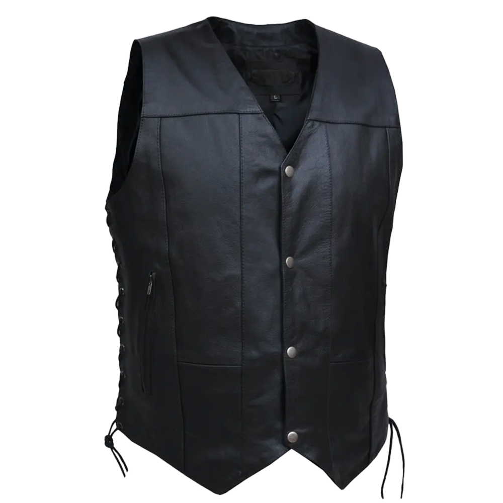 Gilet en cuir à 10 poches pour homme Open RoadEX-STOCK Canada