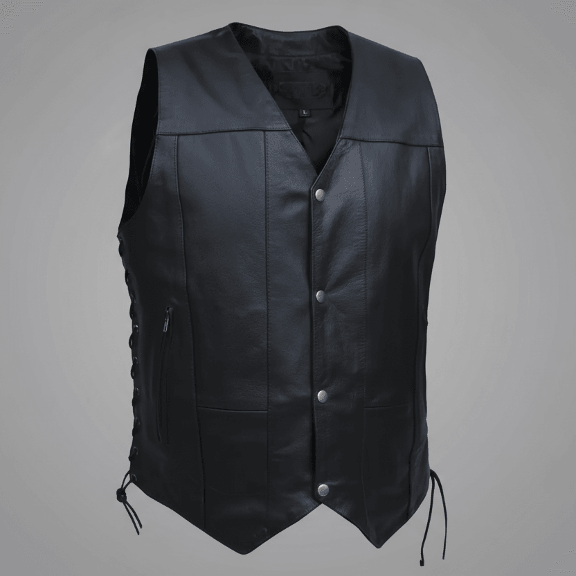 Open Road Men's 10 Pocket Leather Vest