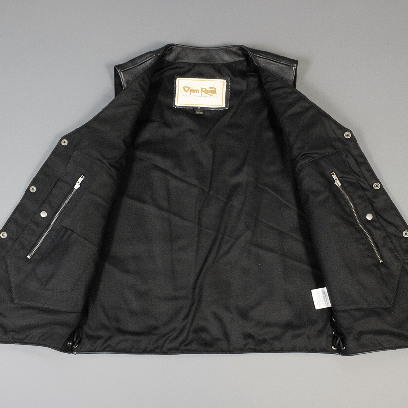 Open Road Men's 10 Pocket Leather Vest
