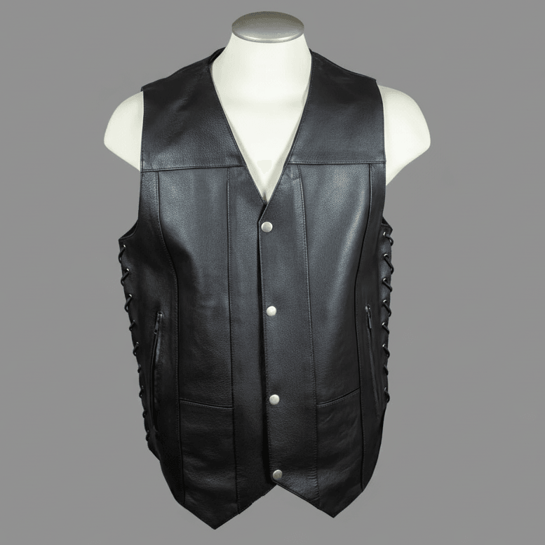 Open Road Men's 10 Pocket Leather Vest