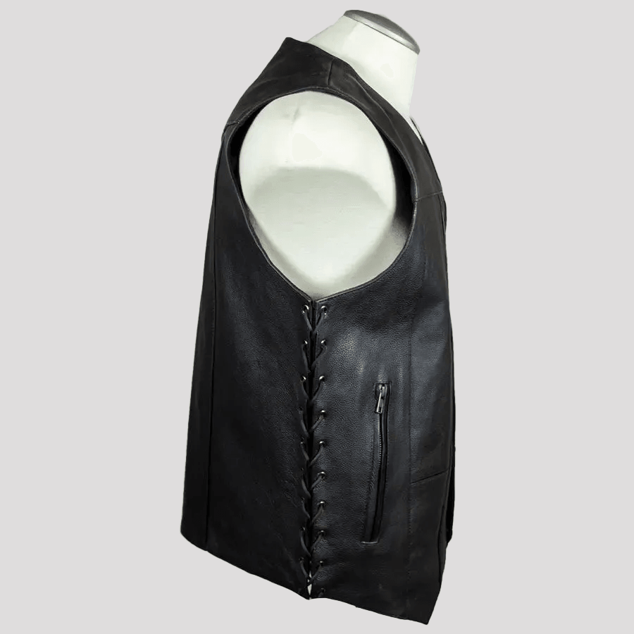 Open Road Men's 10 Pocket Leather Vest