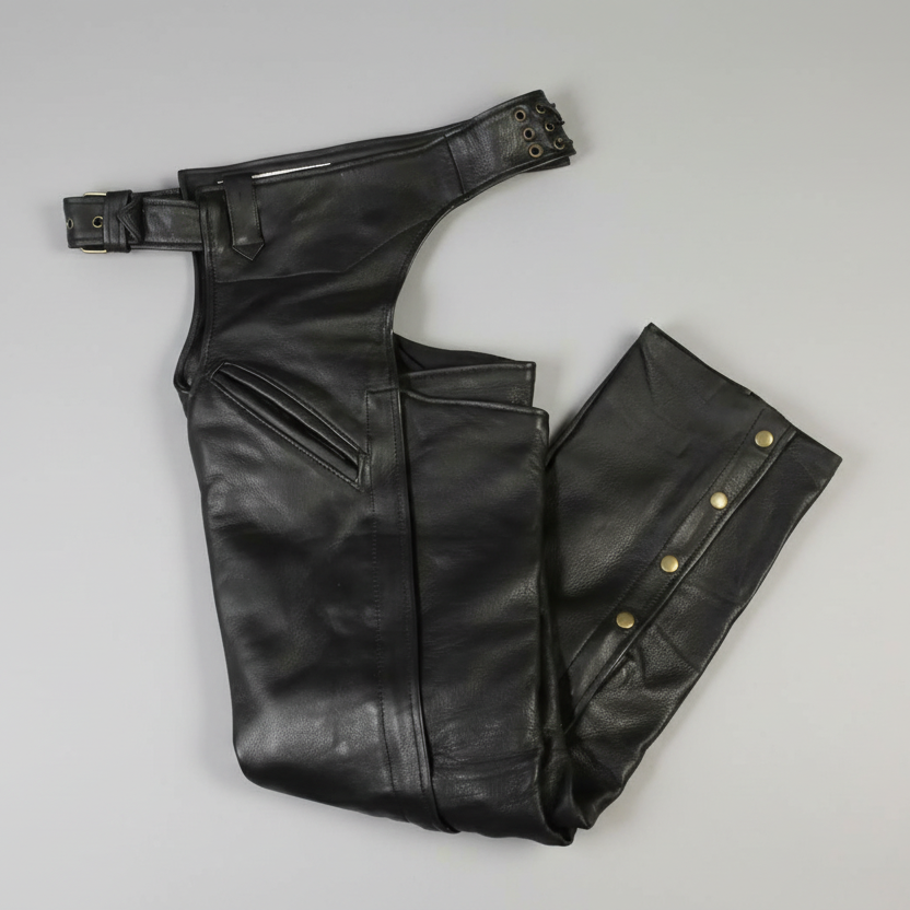 Chaps en cuir de qualité supérieure pour hommes Open Road à 2 poches