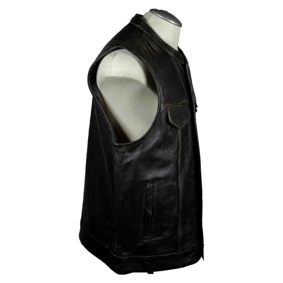 Open Road Men's Distressed Leather Club Vest EX-STOCK Canada