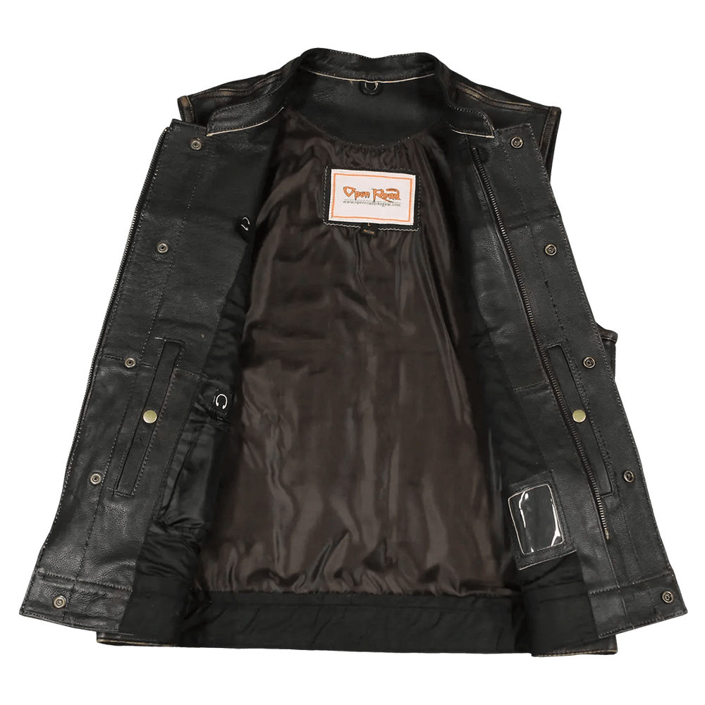 Open Road Men's Distressed Leather Club Vest