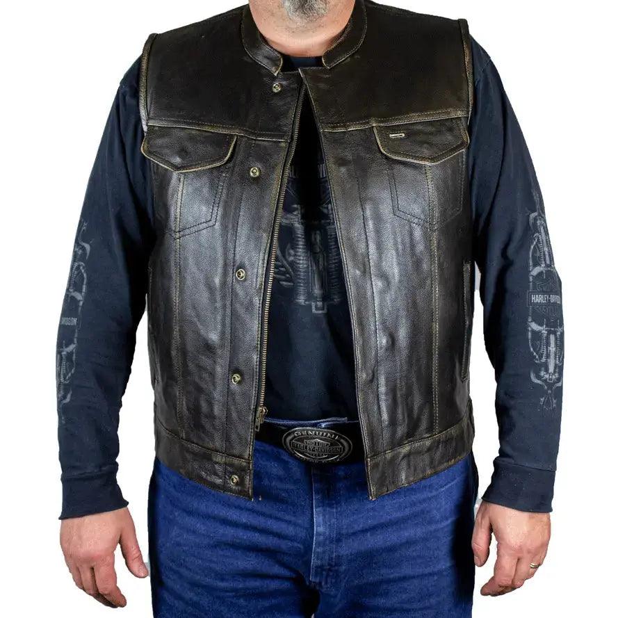 Open Road Men's Distressed Leather Club Vest EX-STOCK Canada