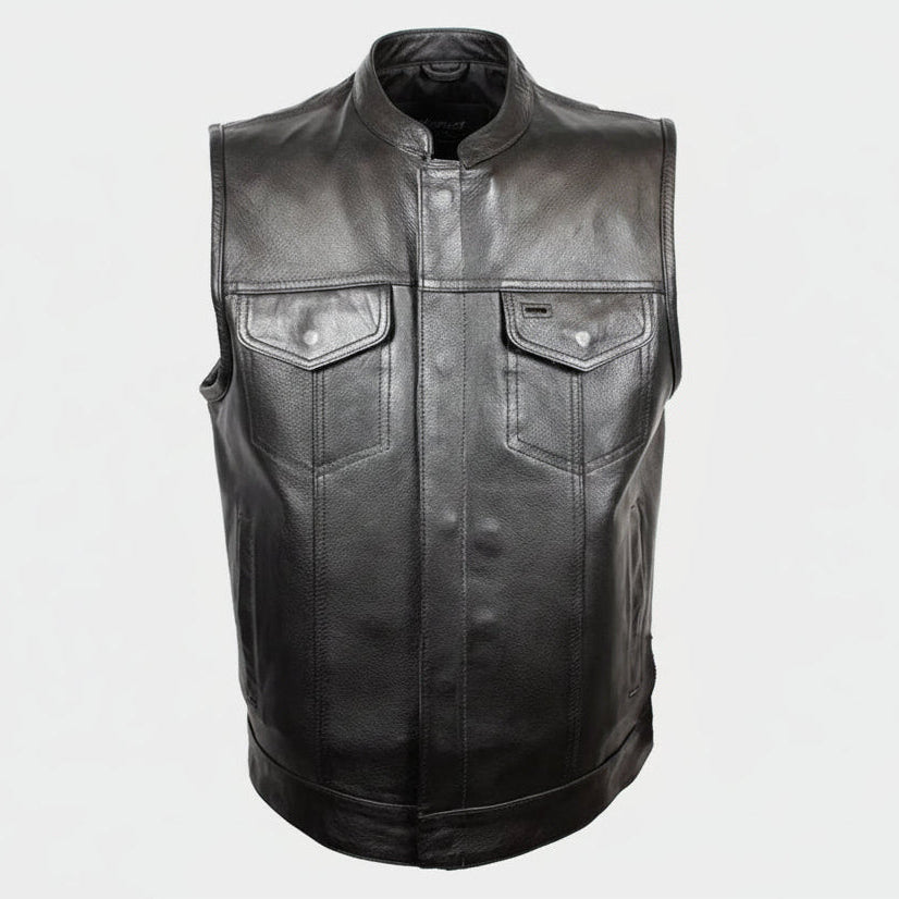 Gilet de club en cuir doublé en flanelle pour hommes Open Road