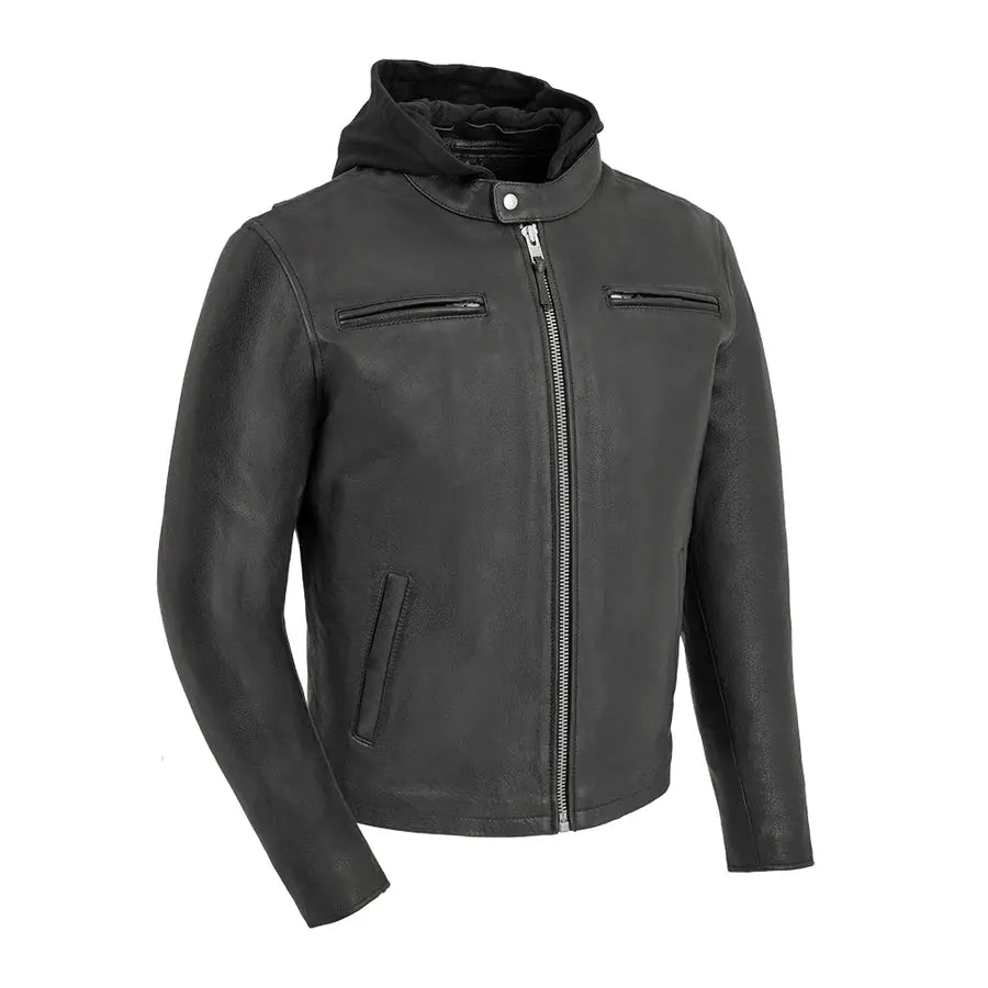 Chaqueta de motociclista de cuero con capucha para hombre Open RoadEX-STOCK Canada