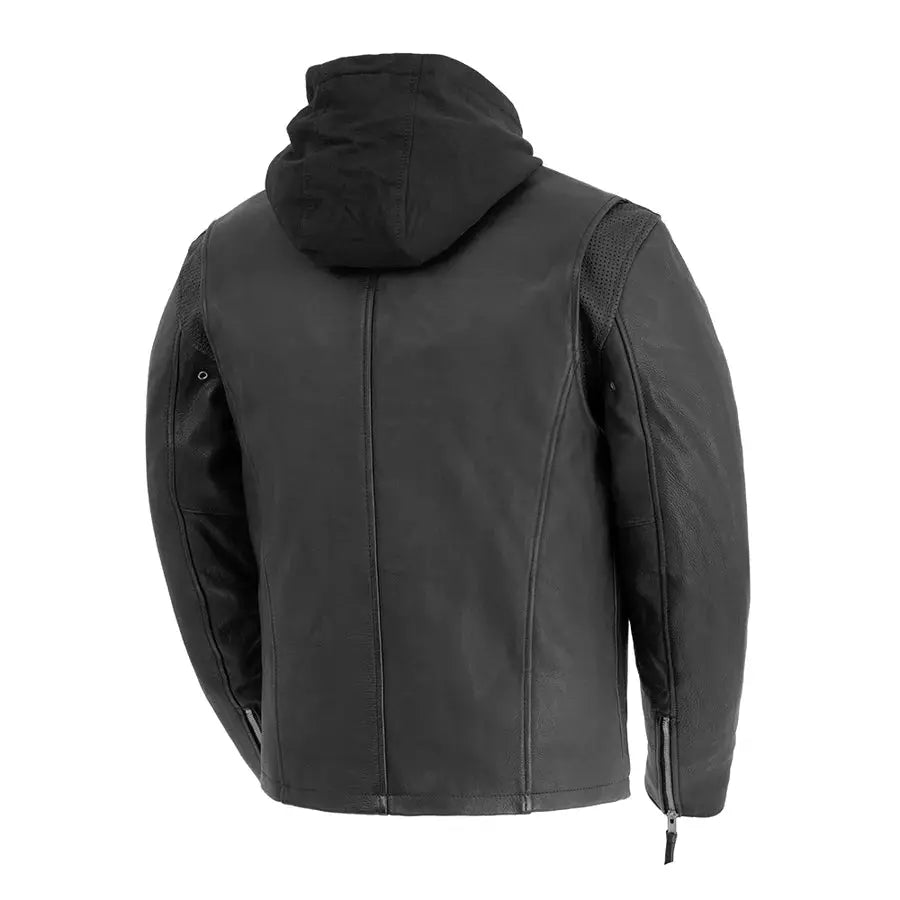 Chaqueta de motociclista de cuero con capucha para hombre Open RoadEX-STOCK Canada