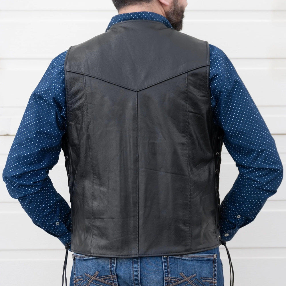 Gilet en cuir avec dentelle sur les côtés Open Road pour hommesEX-STOCK Canada