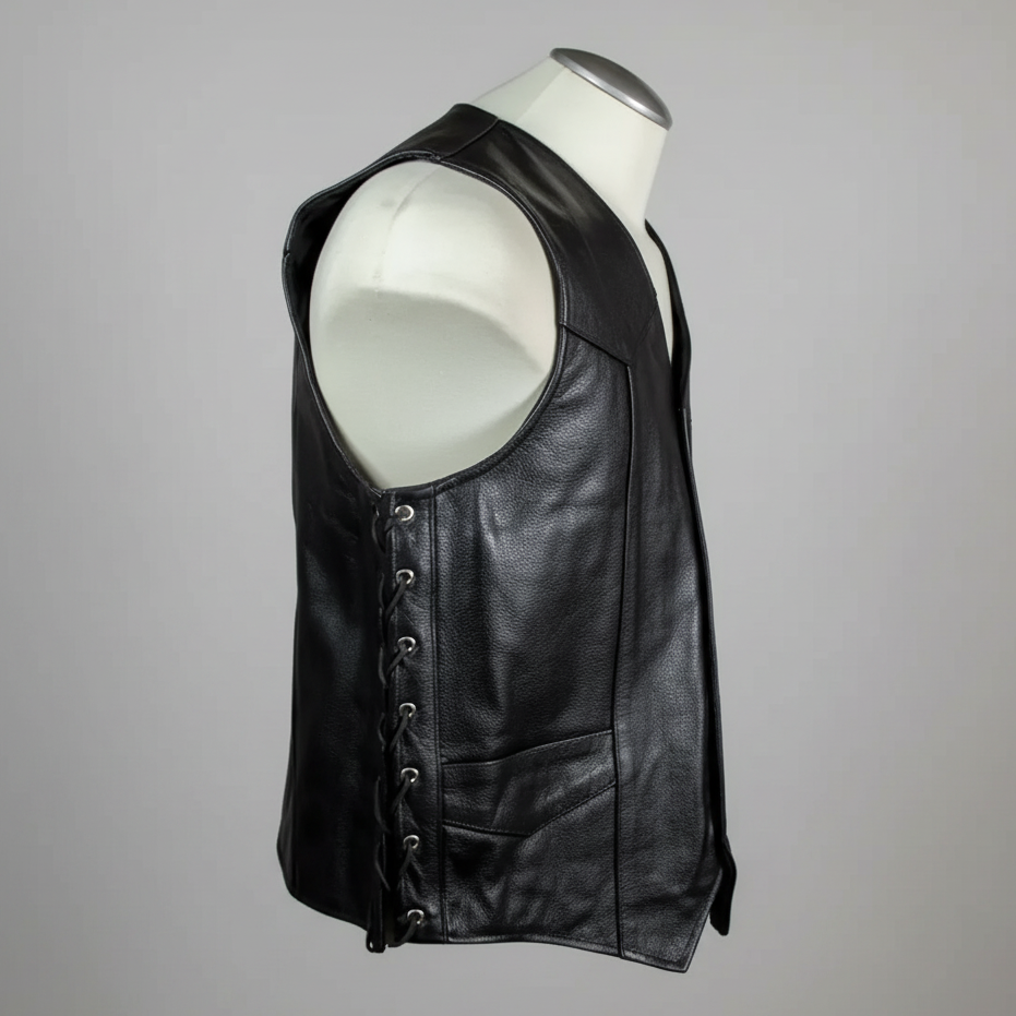 Gilet en cuir avec dentelle sur les côtés Open Road pour hommes