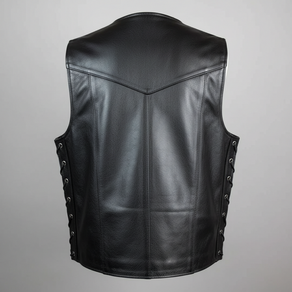 Gilet en cuir avec dentelle sur les côtés Open Road pour hommes