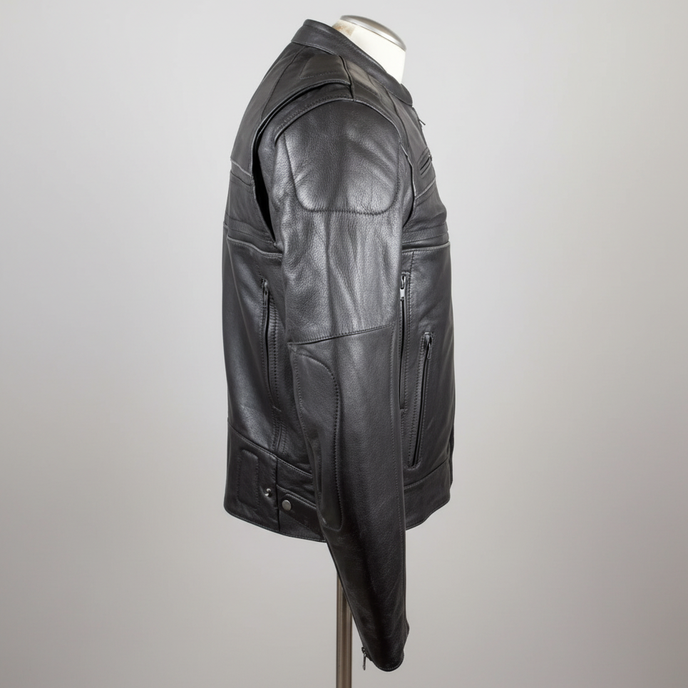 Open Road Men's Leather Armored Riding Jacket
