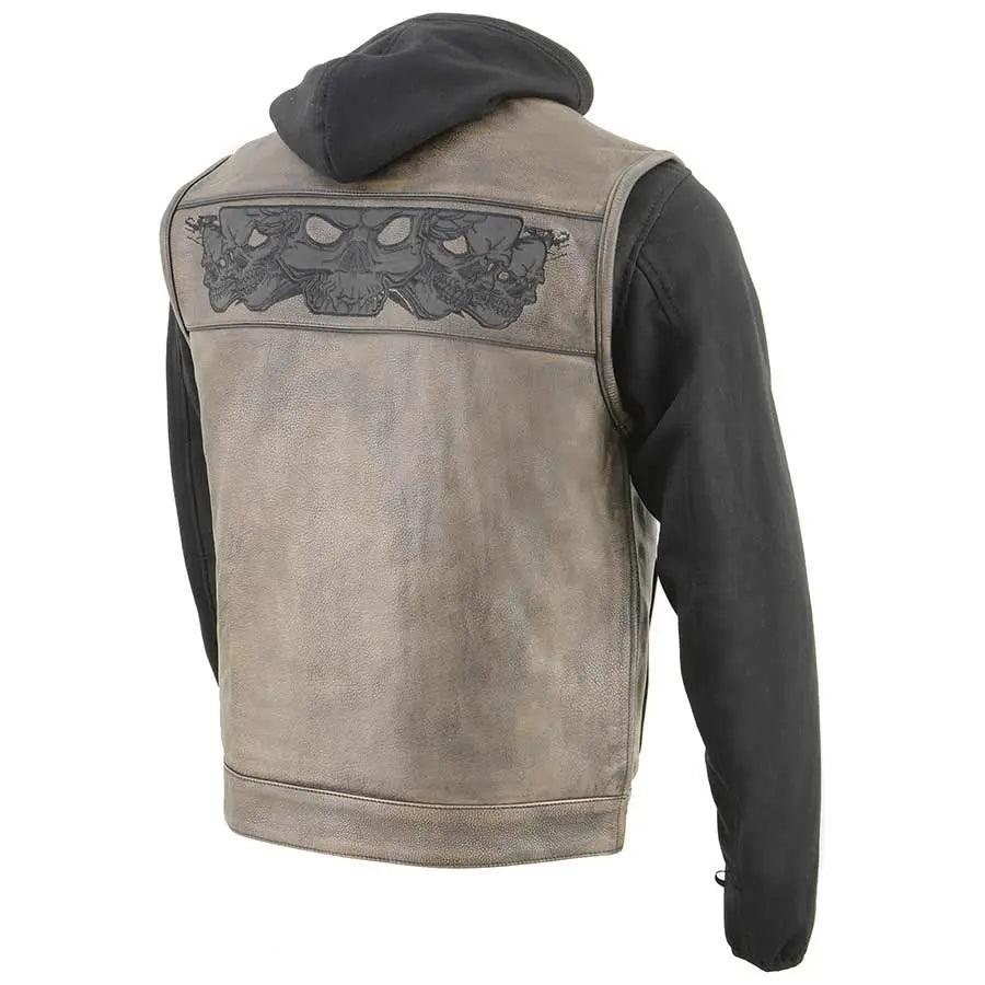 Veste en cuir avec capuche et tête de mort pour hommes Open RoadEX-STOCK Canada