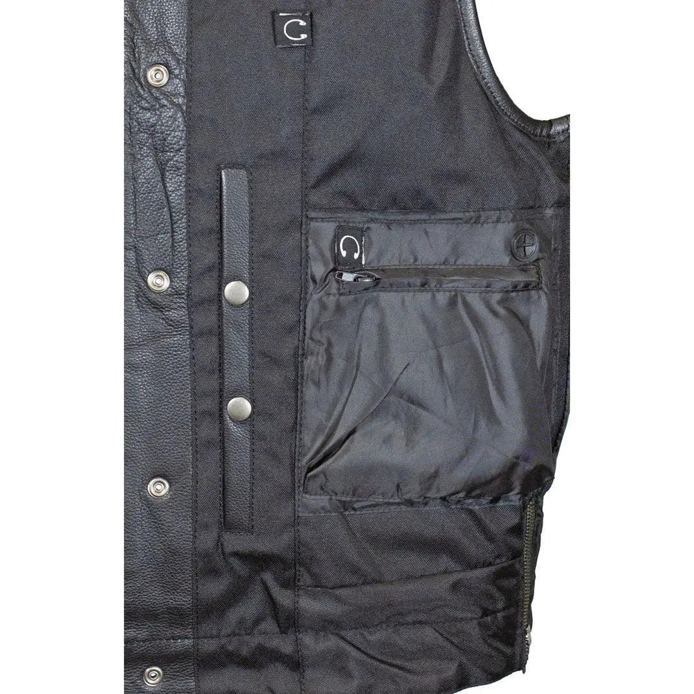 Open Road Men's Upside Leather with Black Stitched Diamonds Vest EX-STOCK Canada