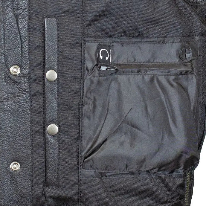 Gilet en cuir Upside pour hommes Open Road avec diamants noirs cousus