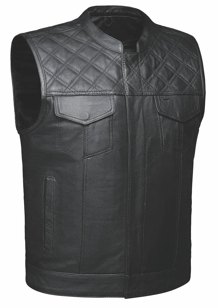 Open Road Men's Upside Leather with Black Stitched Diamonds Vest EX-STOCK Canada