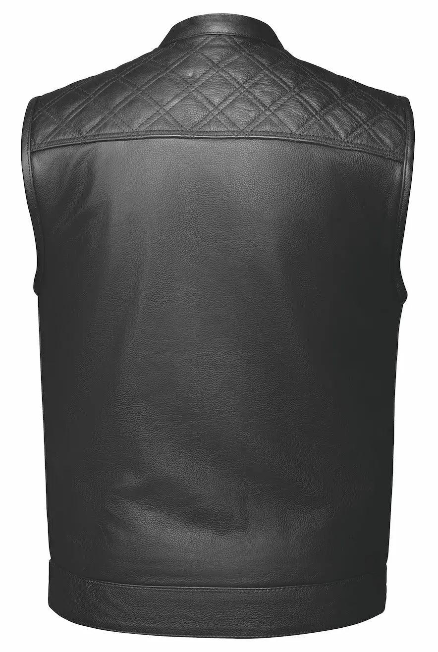Open Road Men's Upside Leather with Black Stitched Diamonds Vest EX-STOCK Canada