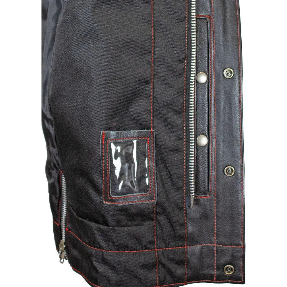 Open Road Men's Upside Leather with Red Stitched Diamonds Vest EX-STOCK Canada