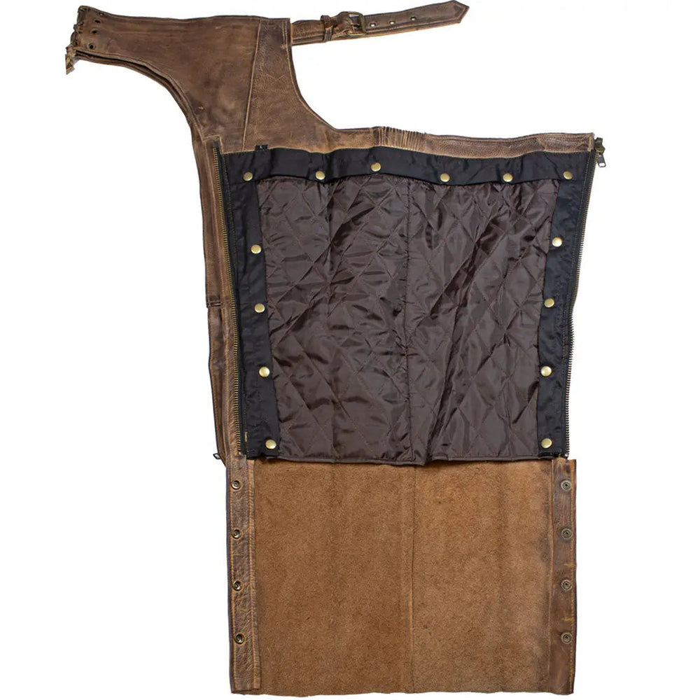 Chaps da uomo Open Road vintage marrone con 4 tasche in pelle premiumEX-STOCK Canada