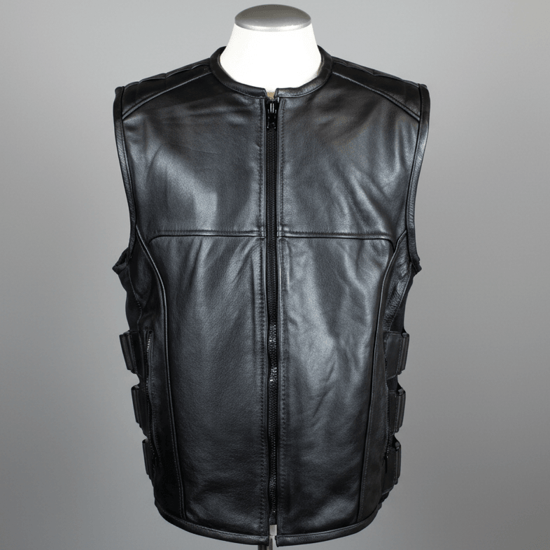 Open Road Men's Zip-Up Tactical Leather Vest