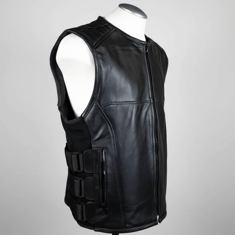 Open Road Men's Zip-Up Tactical Leather Vest