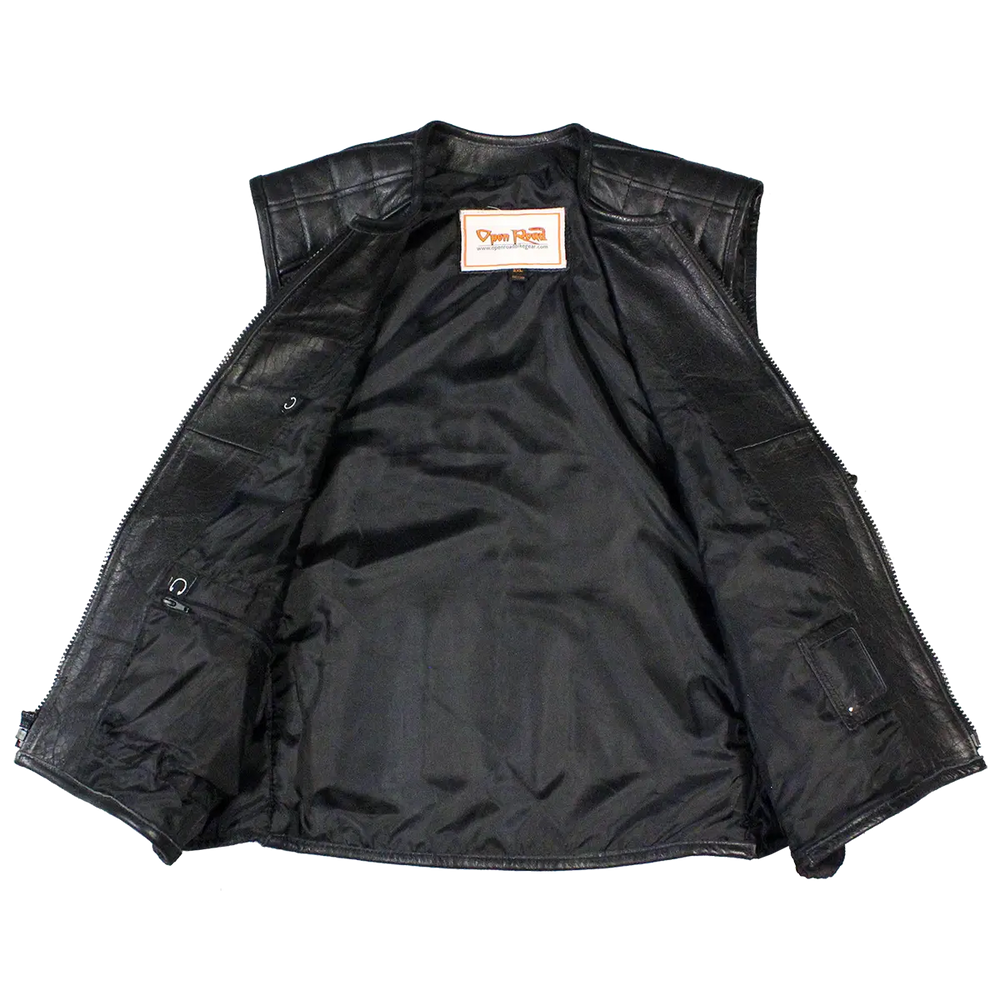 Gilet tactique en cuir zippé pour homme Open RoadEX-STOCK Canada