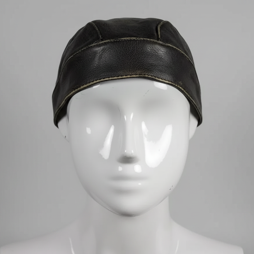 Open Road Rub Off Brown Leather Skull Cap