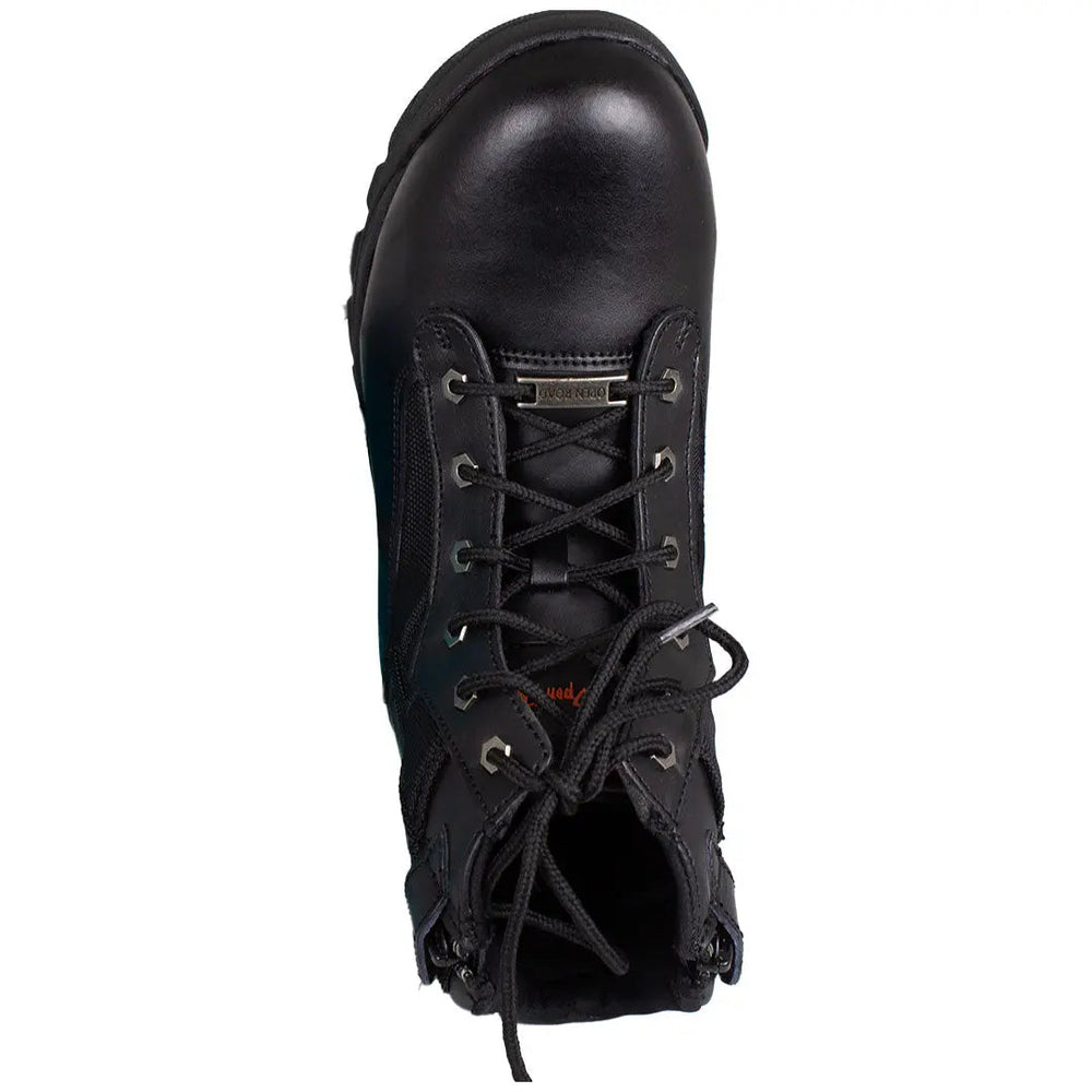 Open Road Women's Black Leather Tactical Lace-Up Boots with Side Zippers Entry EX-STOCK Canada